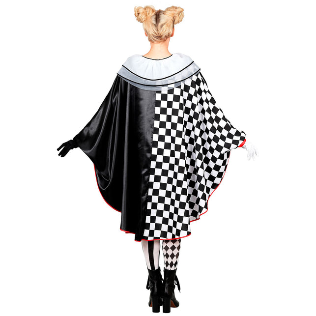 Pierrot poncho dames zwart-wit met ruitprint — foto 3