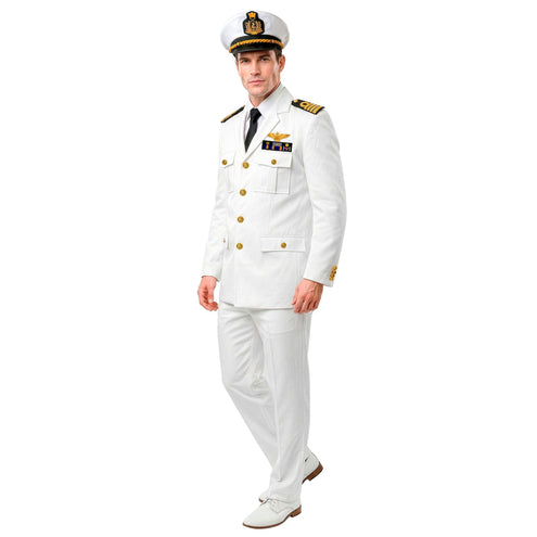 Kapitein kostuum heren wit met colbert, broek en pet — foto 3