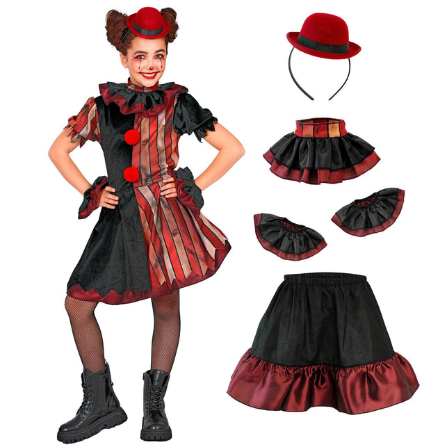 Gemene clownsjurk meisjes rood zwart 5-delig — foto 2