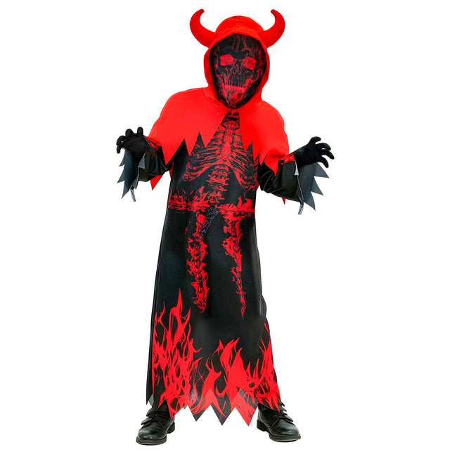 Duivel magere hein tuniek jongens rood zwart met capelet