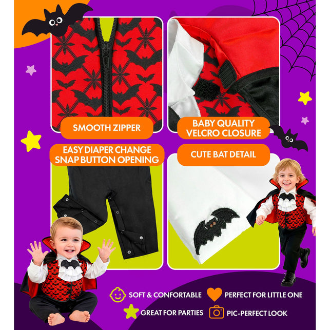 Vampier jumpsuit jongens rood zwart met cape — foto 4