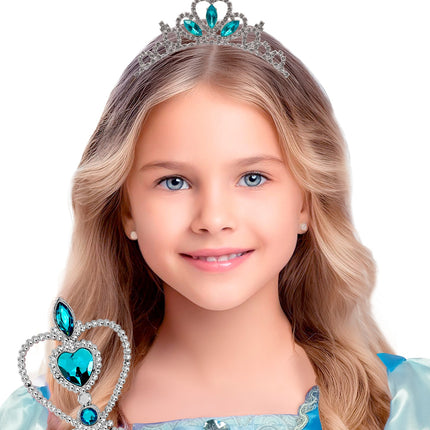 Tiara strass met blauw edelstenen detailopname – accessoires