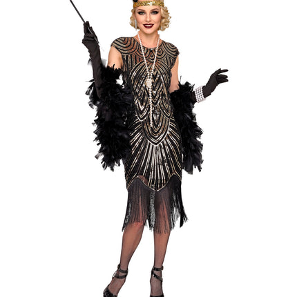 Roaring jaren 20 gatsby flapper jurk goud voor dames detailopname – kostuums