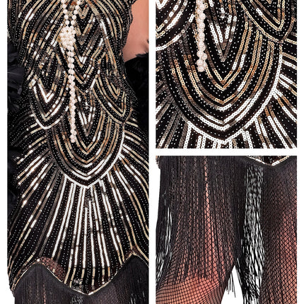 Roaring jaren 20 gatsby flapper jurk goud voor dames productfoto – kostuums