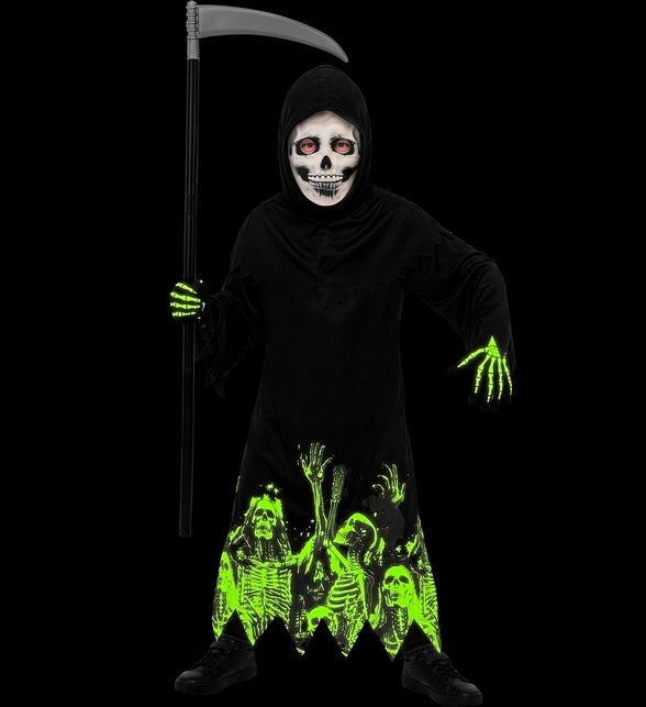 Glow-in-the-dark Magere Hein gewaad voor jongens zijaanzicht – kostuums