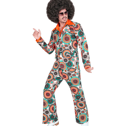 Vintage jaren 70 verkleedpak heren - hippie disco outfit met colbert en broek