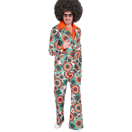70s vintage kostuum heren gedragen - retro flower power discokleding