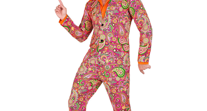 Jaren 70 kostuum paisley heren - retro disco pak met paisleyprint voor party