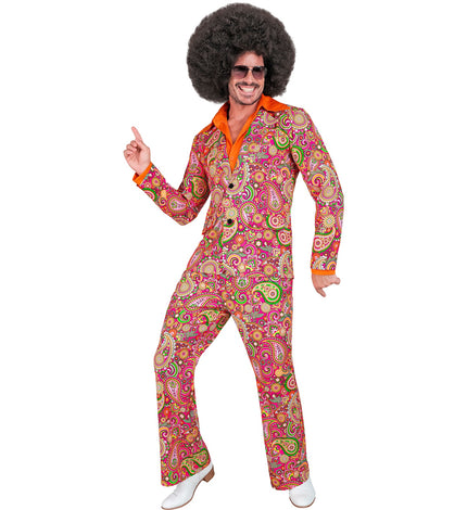Jaren 70 kostuum paisley heren - retro disco pak met paisleyprint voor party