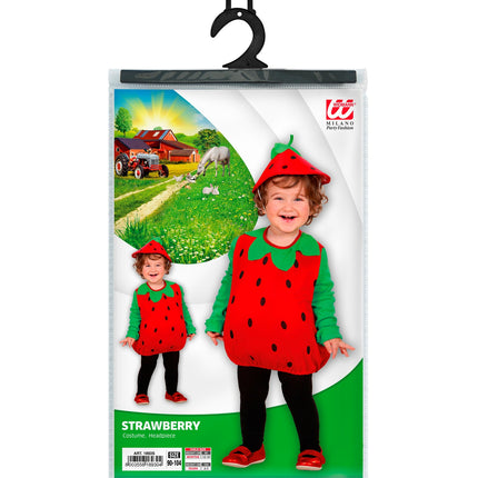 Aardbeien pakje kind compleet, pluche aardbei kostuum met mutsje peuter