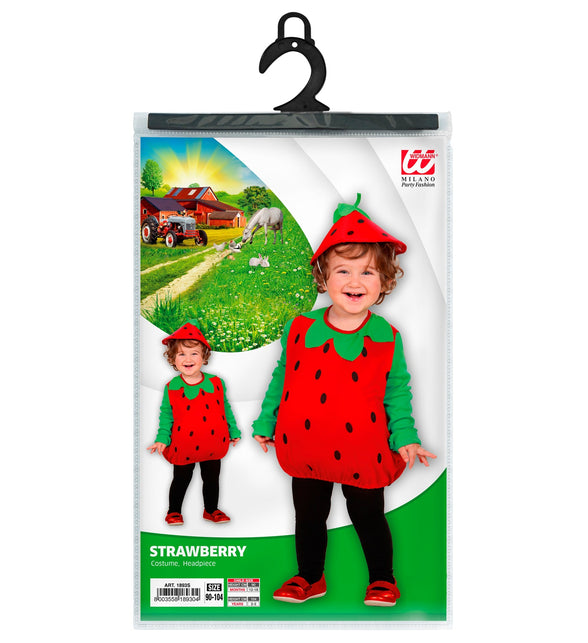 Aardbeien pakje kind compleet, pluche aardbei kostuum met mutsje peuter