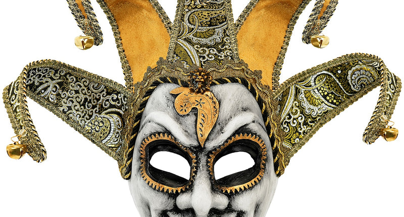 Venetiaanse masker nar voor heren vooraanzicht – verkleedkleding