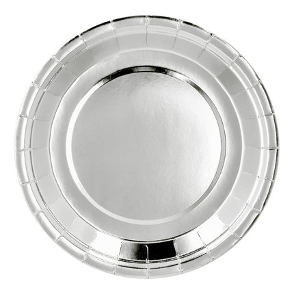Set 6 zilveren papieren bordjes 23 cm