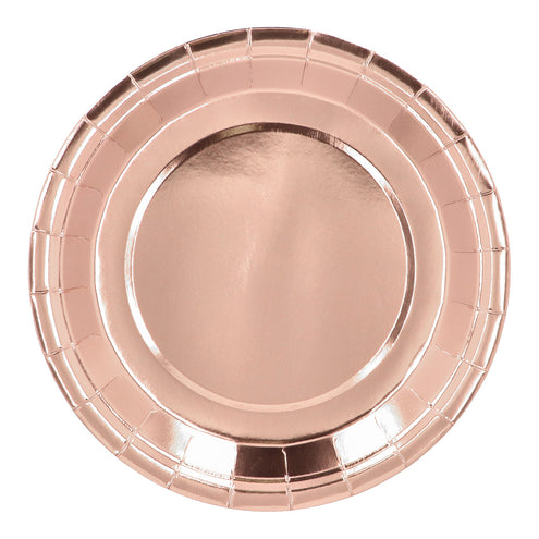 Set 6 roségoud papieren bordjes 23 cm
