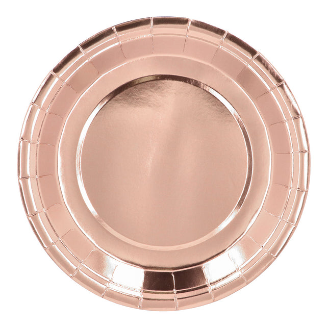 Set 6 roségoud papieren bordjes 23 cm