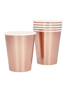 Set 6 roségoud papieren bekertjes 25 cl