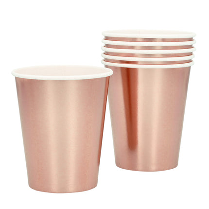 Set 6 roségoud papieren bekertjes 25 cl