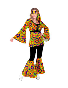70s groovy kostuum Floor dames - jaren 70 outfit met cirkels voor disco party