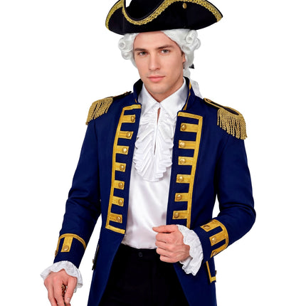 Historisch personage shirt met jabot wit voor heren close-up – kleding