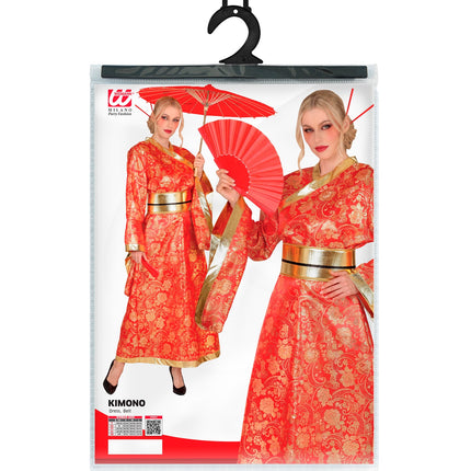 Verpakking kimono jurk dames met jurk en band, maten XS tot en met L