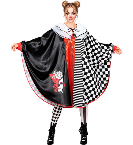 Pierrot poncho voor dames vooraanzicht – kostuums
