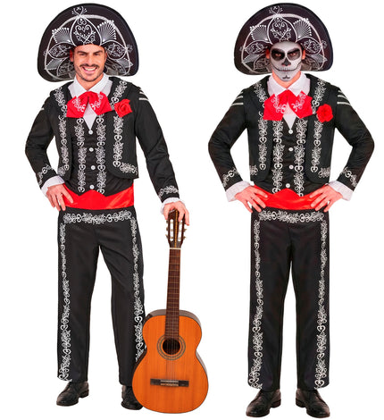 Mariachi Día de los Muertos colbert voor heren vooraanzicht – kostuums