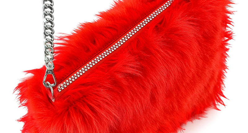 Handtas lang pluche rood voor dames vooraanzicht – verkleedkleding