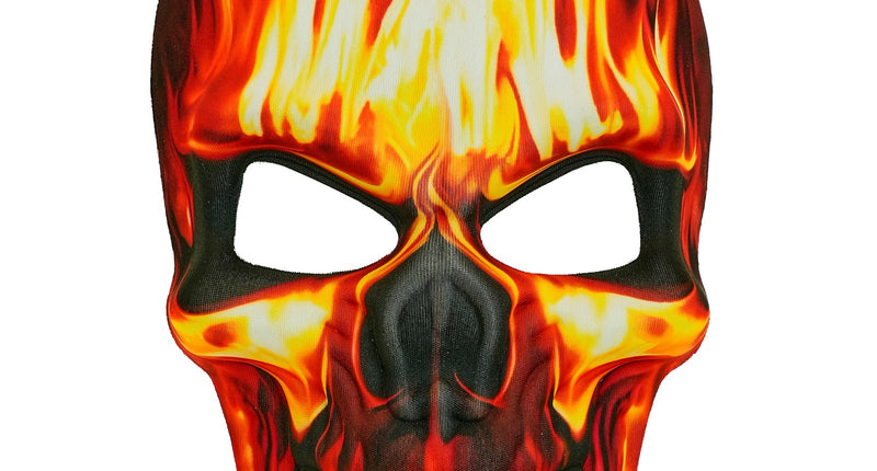 Masker brandend schedel stof voor heren vooraanzicht – maskers