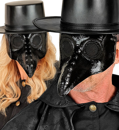 Pestdokter masker gedragen door dame en heer, zwart snavelmasker voor Halloween