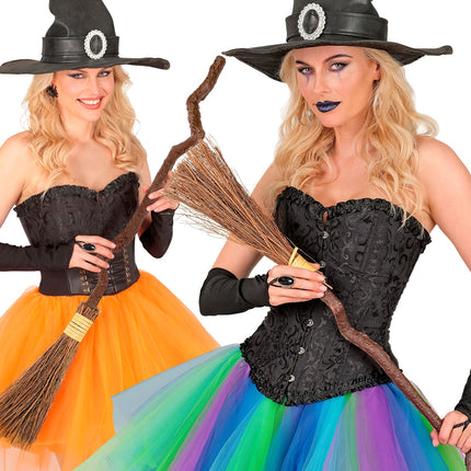 Heksen bezem krom voor dames achterkant – accessoires