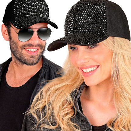 Pet strass zwart achterkant – hoeden