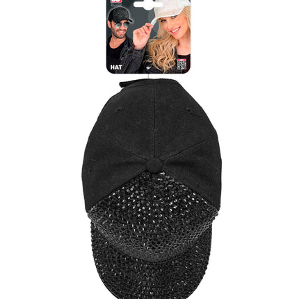 Pet strass zwart zijaanzicht – hoeden