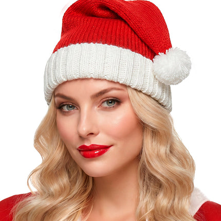 Hoed kerstman gebreid detailopname – hoeden