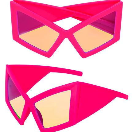 Bril oversized neon roze zijaanzicht – brillen