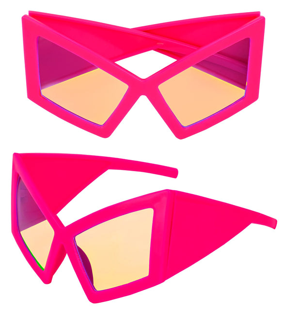 Bril oversized neon roze zijaanzicht – brillen