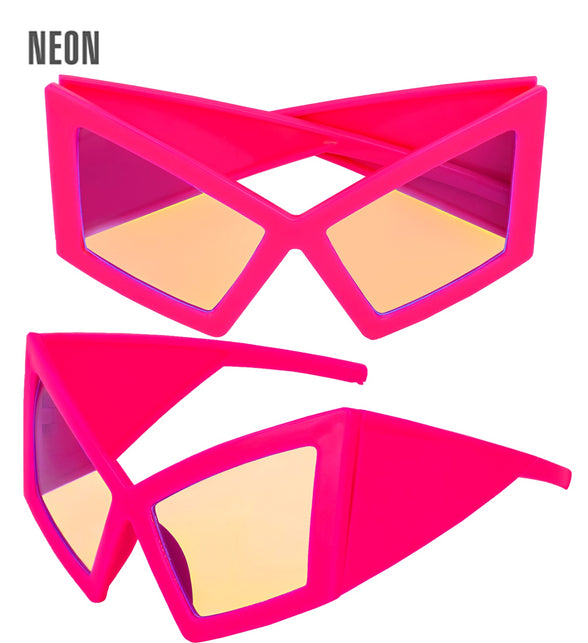 Bril oversized neon roze vooraanzicht – brillen