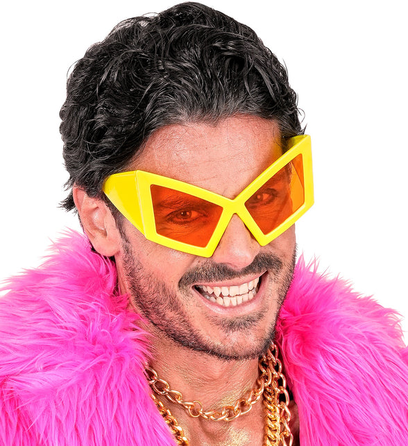 Bril oversized neon geel close-up – brillen