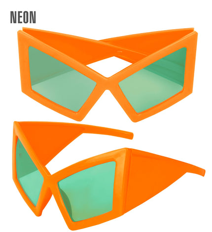 Bril oversized neon oranje vooraanzicht – brillen