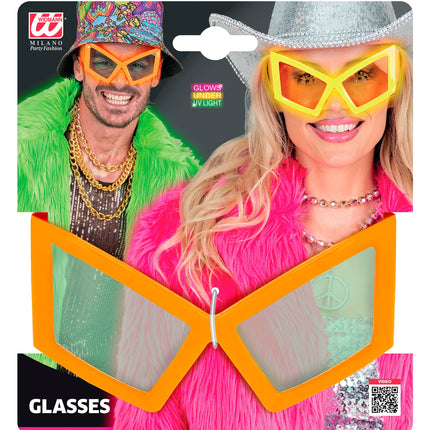 Bril oversized neon oranje achterkant – brillen