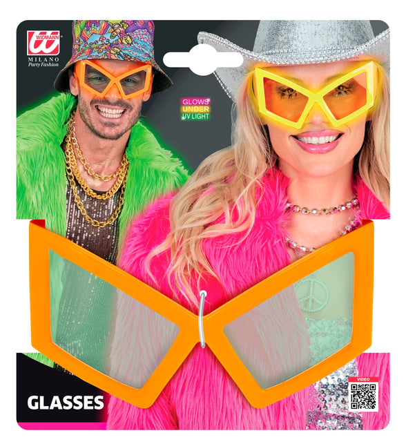Bril oversized neon oranje achterkant – brillen