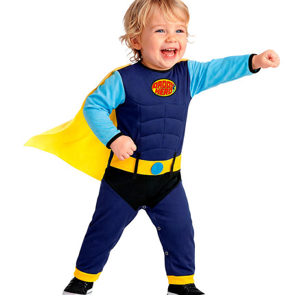 Super baby jumpsuit met cape voor jongens detailopname – kostuums