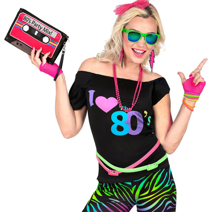 Neon disco shirt dames 80s gedragen - fel eighties discoshirt neon party