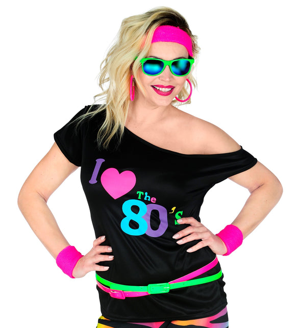 Disco shirt dames 80's neon - fel neon jaren 80 discoshirt voor neon party