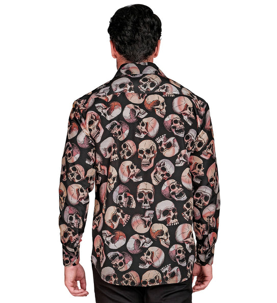 Heren schedels overhemd gedragen - Mexicaans dodenfeest verkleedshirt