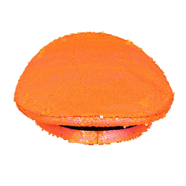Pet Cosmic neonoranje van achteren met roze glanzende pailletten op de bol
