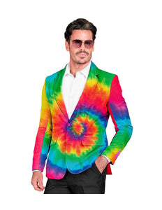 Heren tie dye colbert neon - rasta reggae verkleedjasje voor themafeest