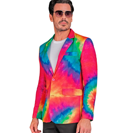 Tie dye neon colbert gedragen - jamaica feestjasje heren psychedelisch