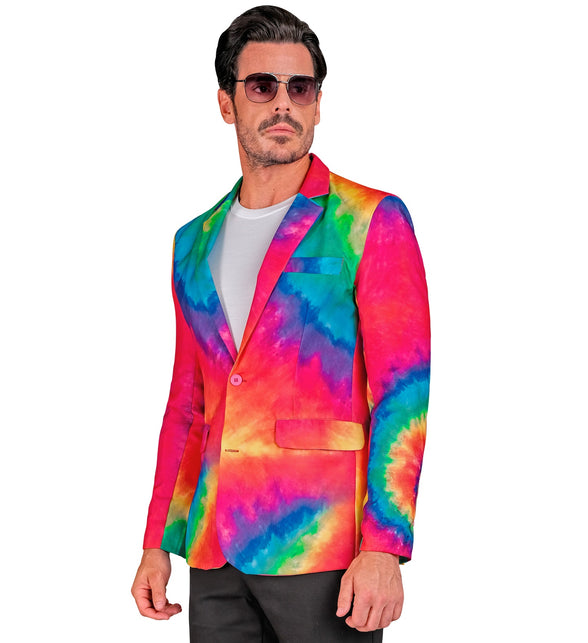Tie dye neon colbert gedragen - jamaica feestjasje heren psychedelisch
