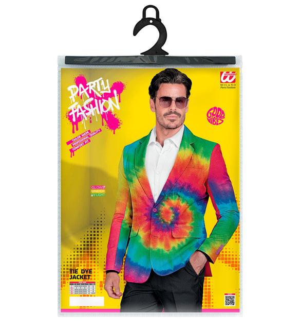 Tie dye neon colbert achterkant - rasta verkleedjasje heren festival