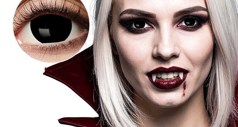 Paar contactlenzen Mini sclera Night zwart Halloween